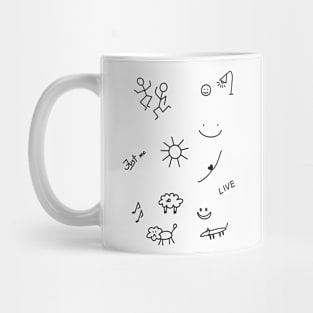 Small people sun notes heart live Mug